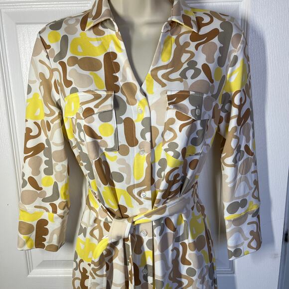 J Mclaughlin Brynn Belted 3/4 Sleeve Shirtdress Womens Size Small Office Career - Picture 4 of 11